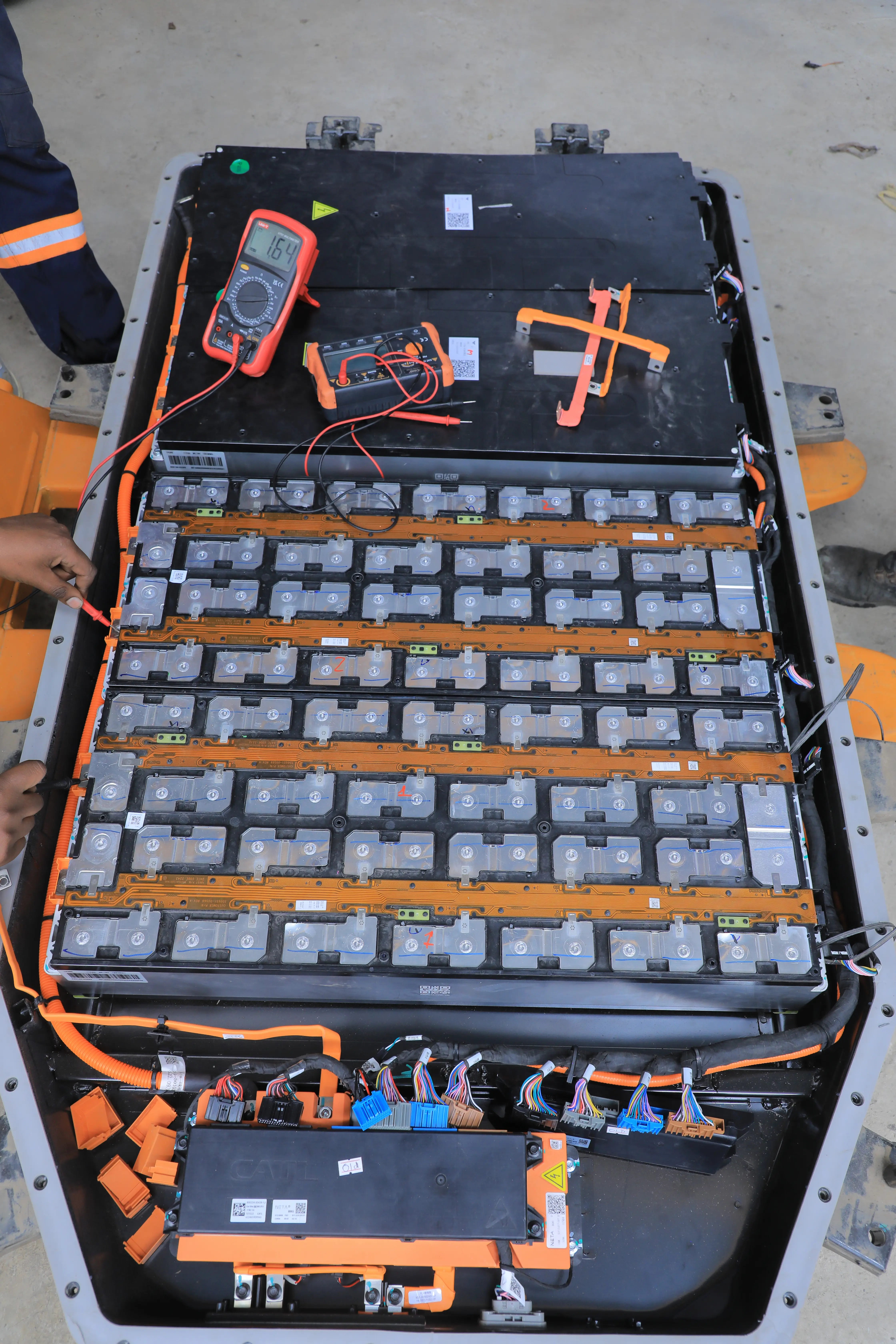 A technician working on a car